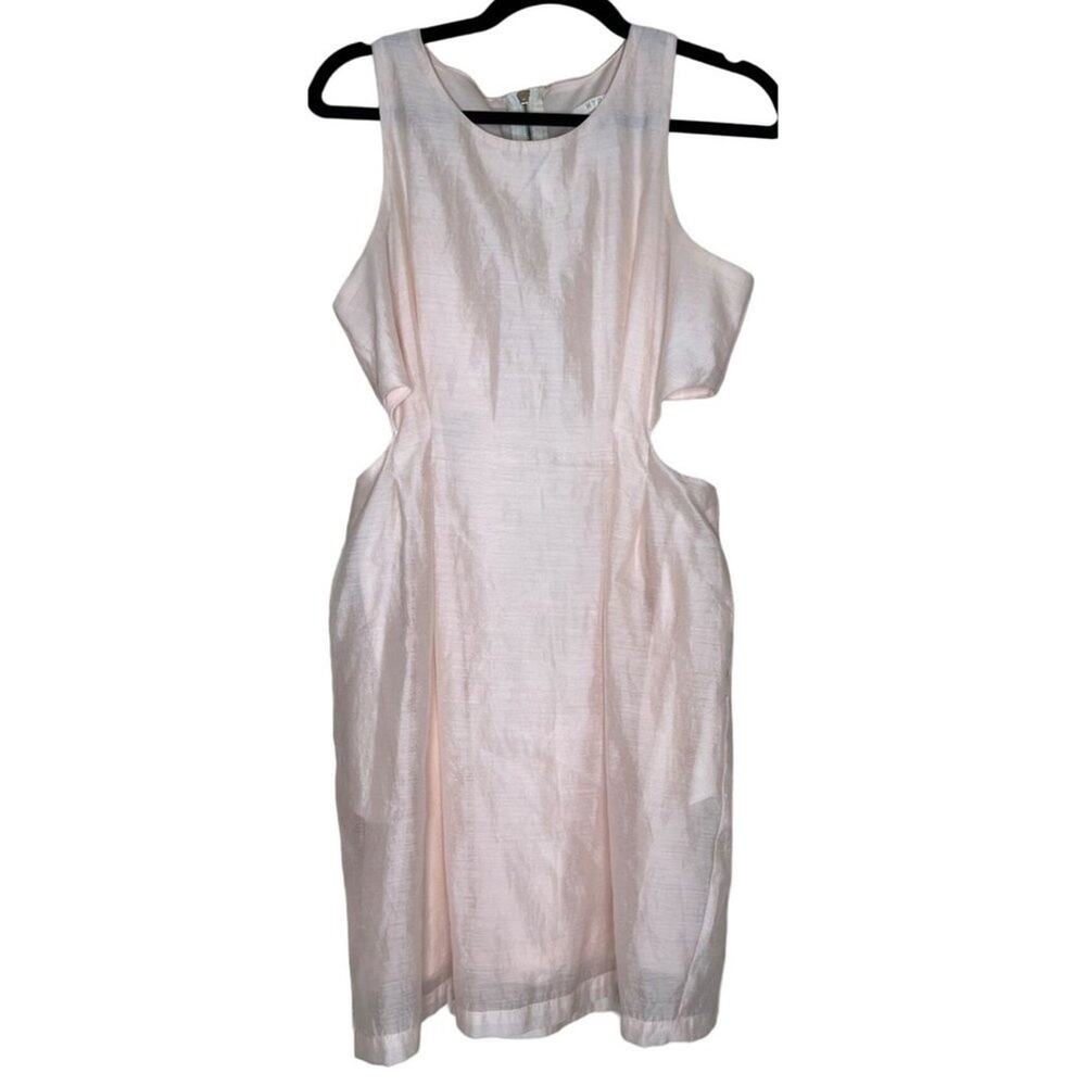 HYPR Blush Pink Cutout Mini Dress Linen Blend Sleeveless Womens Large